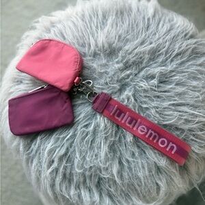 lululemon dual pouch wristlet pink and purple key & card holder